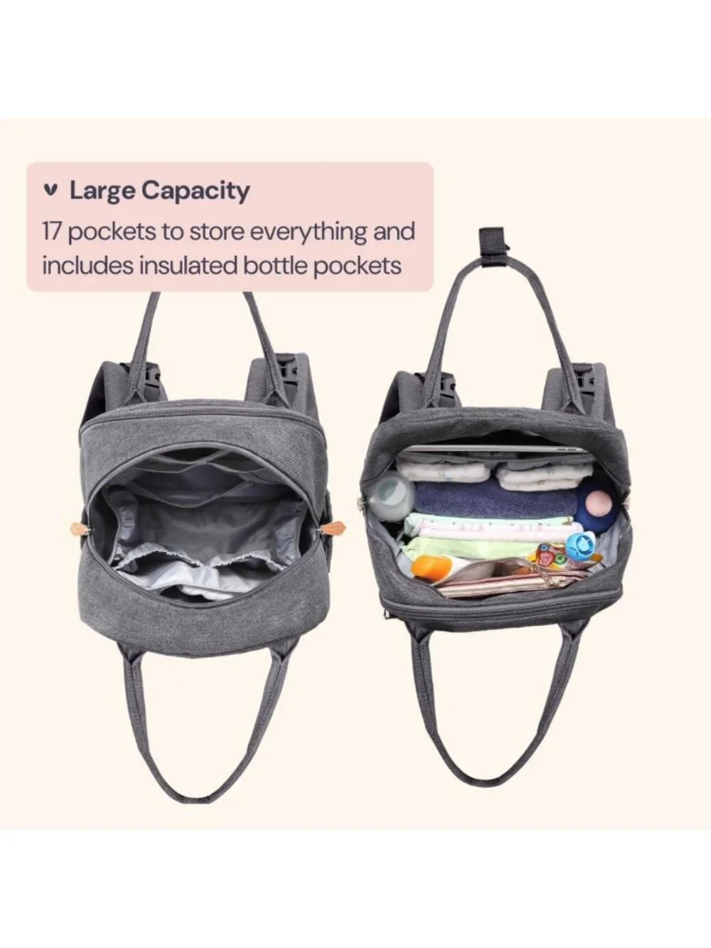 Multi-Functional Water-Resistant Diaper Bag Backpack with Changing Pad